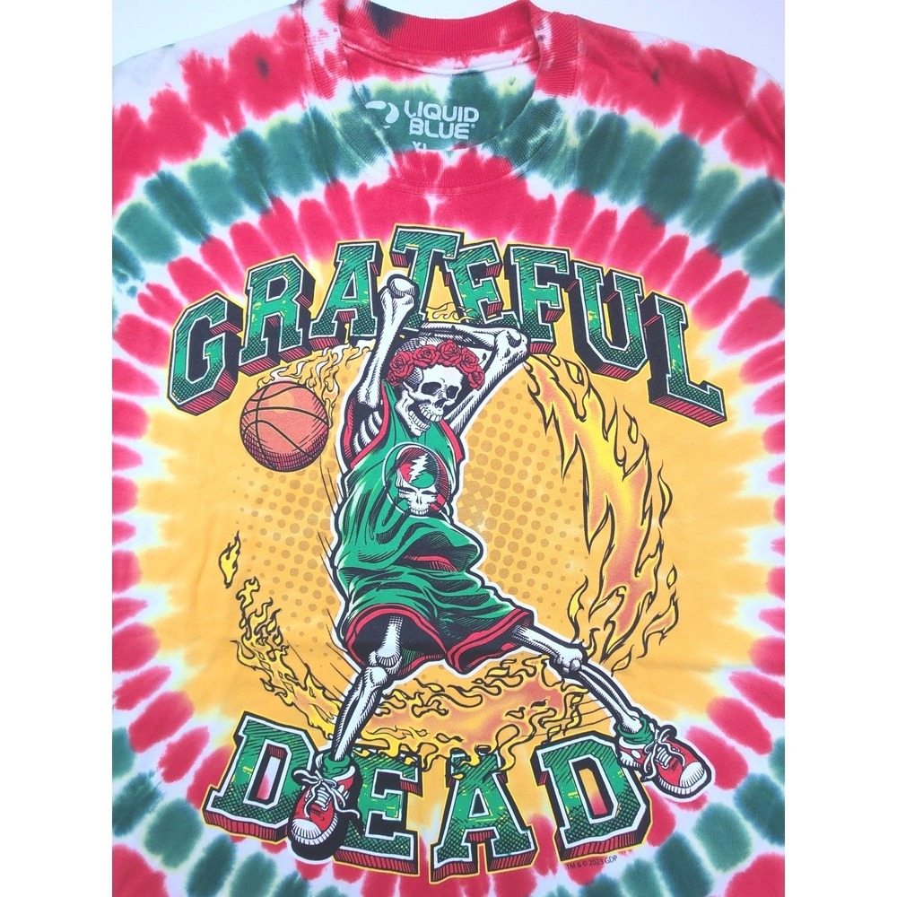Grateful Dead Skeleton Dunk Tie Dye T-Shirt Liquid Blue XL Deadstock